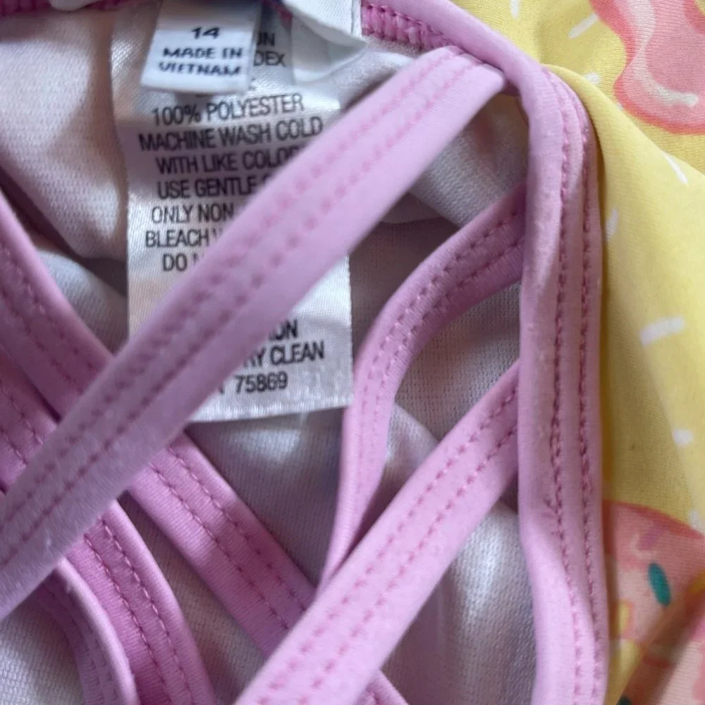 Crown & Ivy™ Girls‎ 14 Yellow Donut One Piece Swimsuit